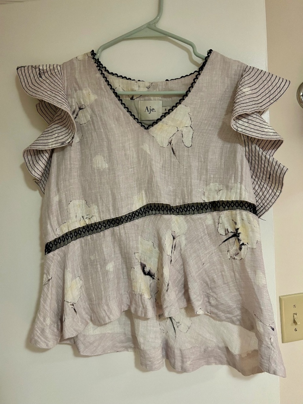Silk linen lilac Aje blouse